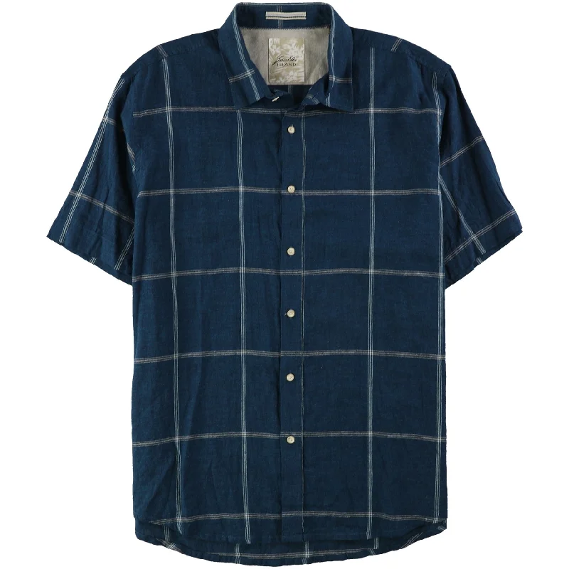 Men's Vintage T-Shirts for a Retro VibeTasso Elba Mens Plaid Button Up Shirt, Blue, XX-Large