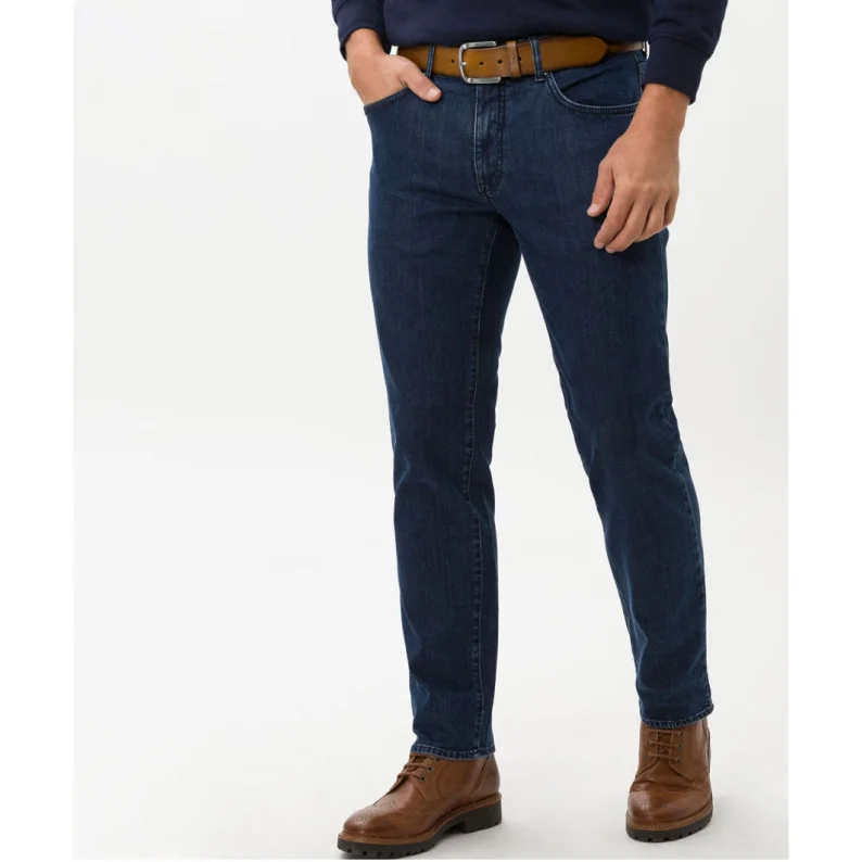 Leather Patch Men's JeansBRAX Masterpiece Cadiz Straight Fit Jeans 80-0070 DARK BLUE Leather Patch Men's JeansBRAX Masterpiece Cadiz Straight Fit Jeans 80-0070 DARK BLUE