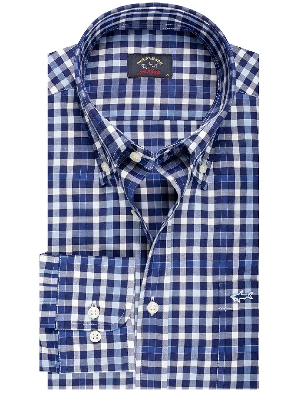 Men's Versatile Dress Shirts for Multiple OccasionsCheck Button Down Shirt Blue