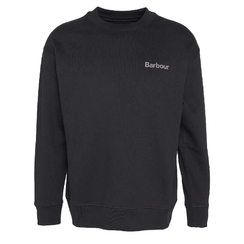 Functional Men's Workout HoodiesBarbour Brushed Nicholas OS Crew Neck Sweatshirt Black