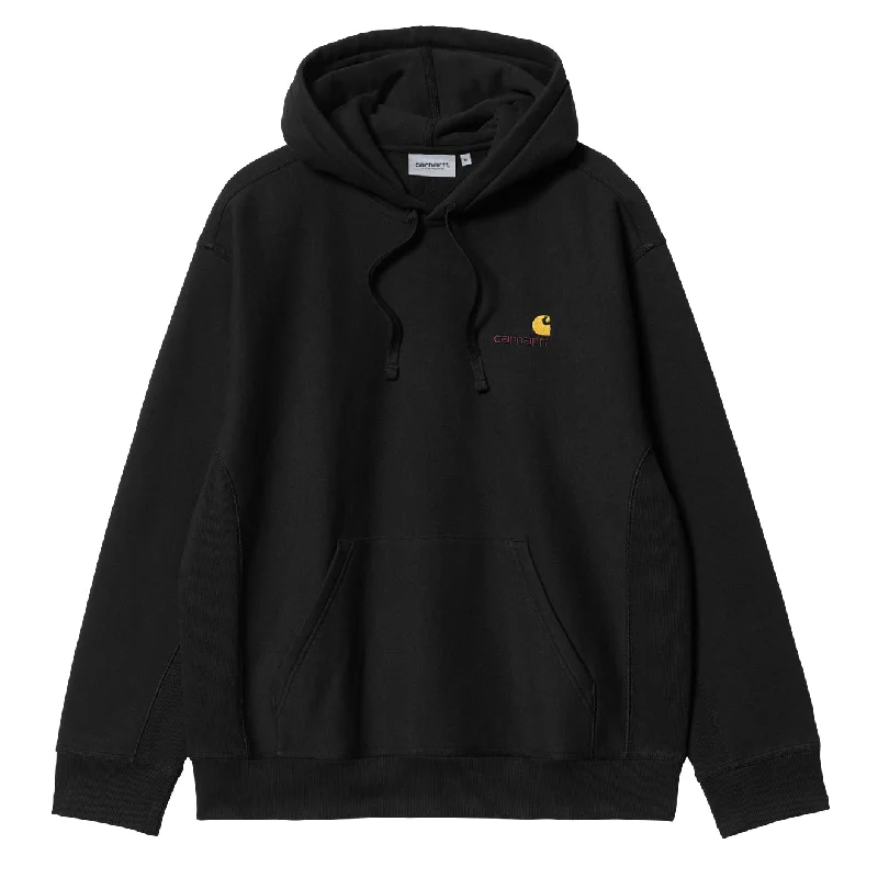 Men's Hoodies with Hidden ZippersCarhartt WIP Hooded American Script Sweatshirt Black Men's Hoodies with Hidden ZippersCarhartt WIP Hooded American Script Sweatshirt Black
