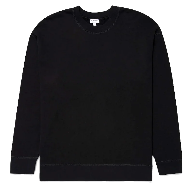 Men's Hoodies for LoungingSunspel Oversized Loopback Sweatshirt Black