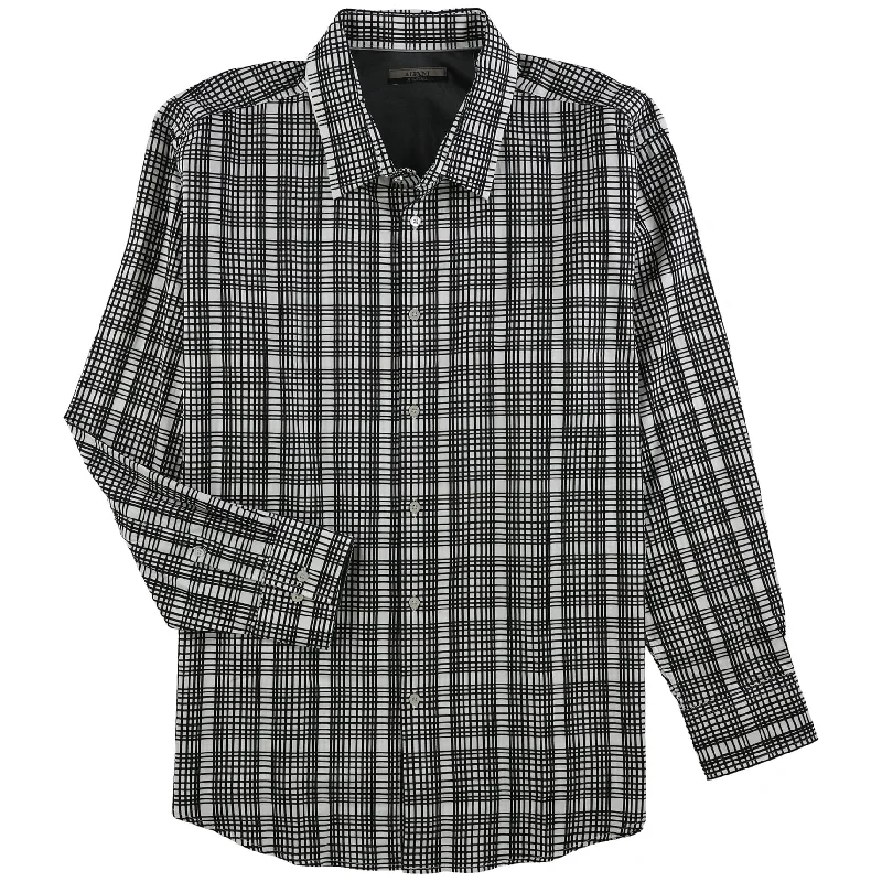 Men's Smart Casual Shirts for Business Casual SettingsAlfani Mens Slim Fit Checked Button Up Shirt