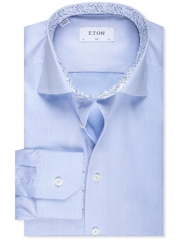 Men's Pattern-Play Shirts for a Fun TwistSlim Fit Plain Formal Shirt with Floral Detail Blue Men's Pattern-Play Shirts for a Fun TwistSlim Fit Plain Formal Shirt with Floral Detail Blue
