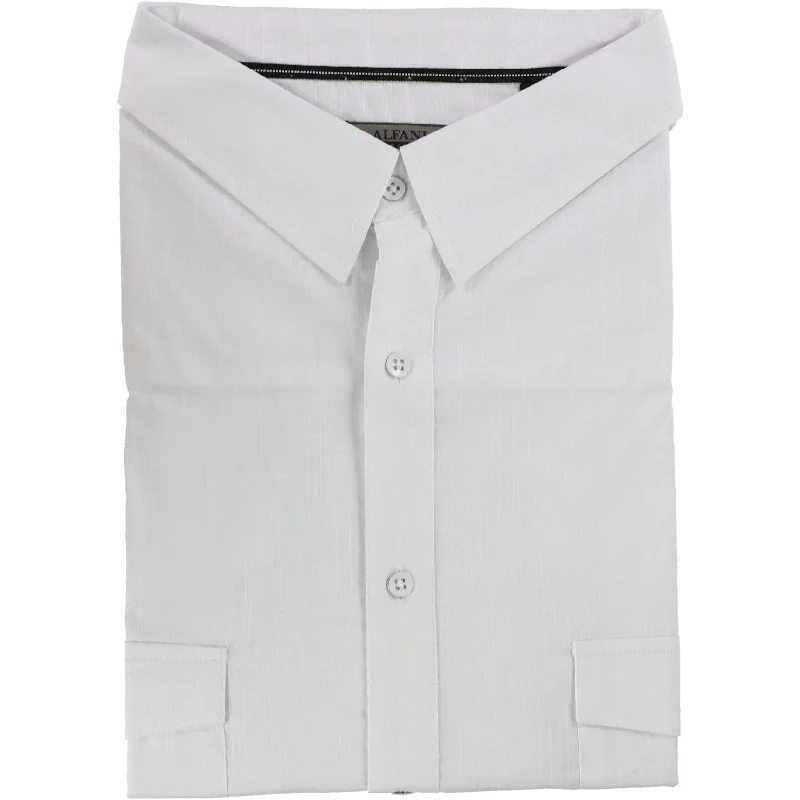 Men's Skinny-Fit Shirts for a Trendy LookAlfani Mens Warren SS Button Up Shirt, White, 4XLT