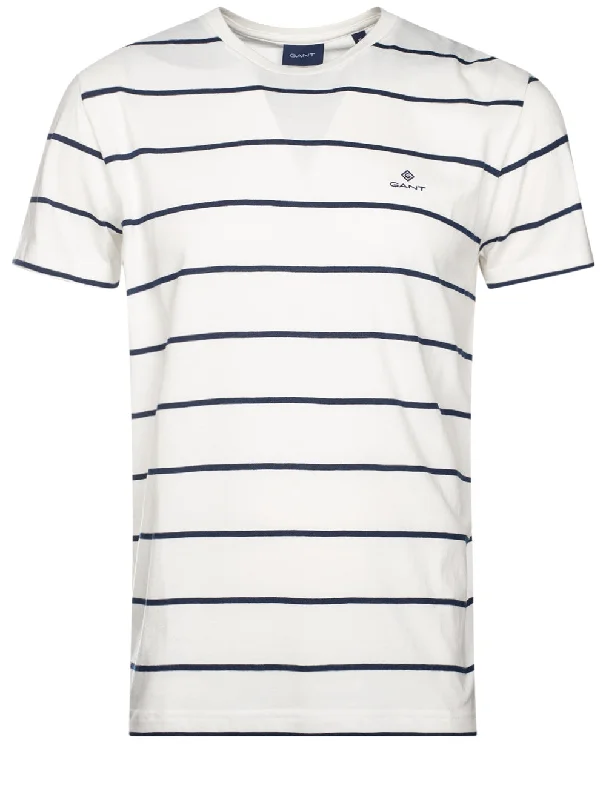 Men's V-Neck T-Shirts for a Flattering ShapeBr Stripe Short Sleeve T Shirt Eggshell