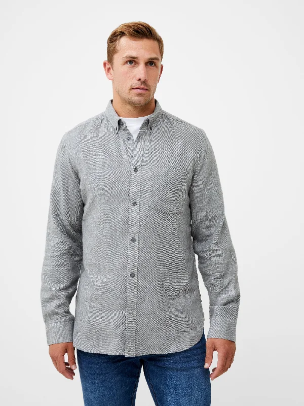 Men's Checkered Shirts for a Retro FeelFlannel Long Sleeve Oxford Shirt