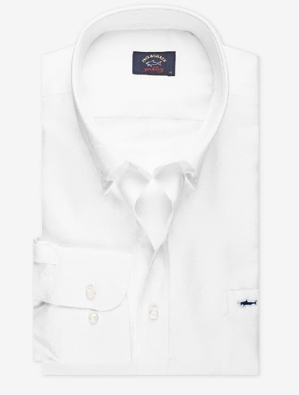 Men's Designer Dress Shirts for High-End FashionButton Down Pic N Pic Shirt White