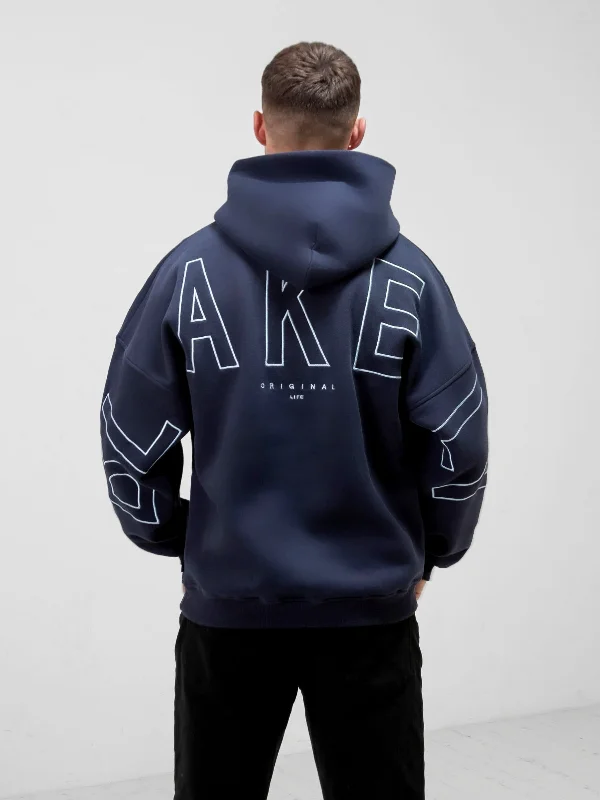 Men's Hoodies with InsulationEmbroidered Idris Oversized Hoodie - Blue