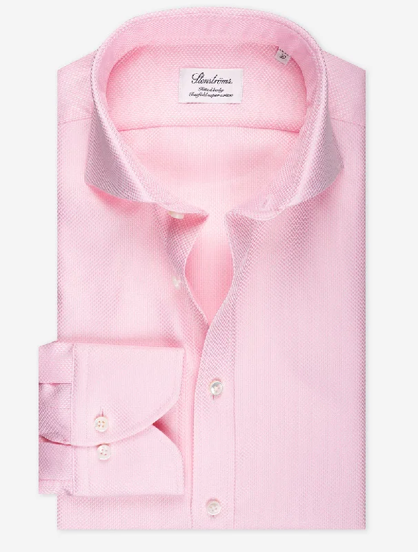 Men's Luxury Shirts for High-End FashionHerringbone Cotton Fitted Shirt Pink