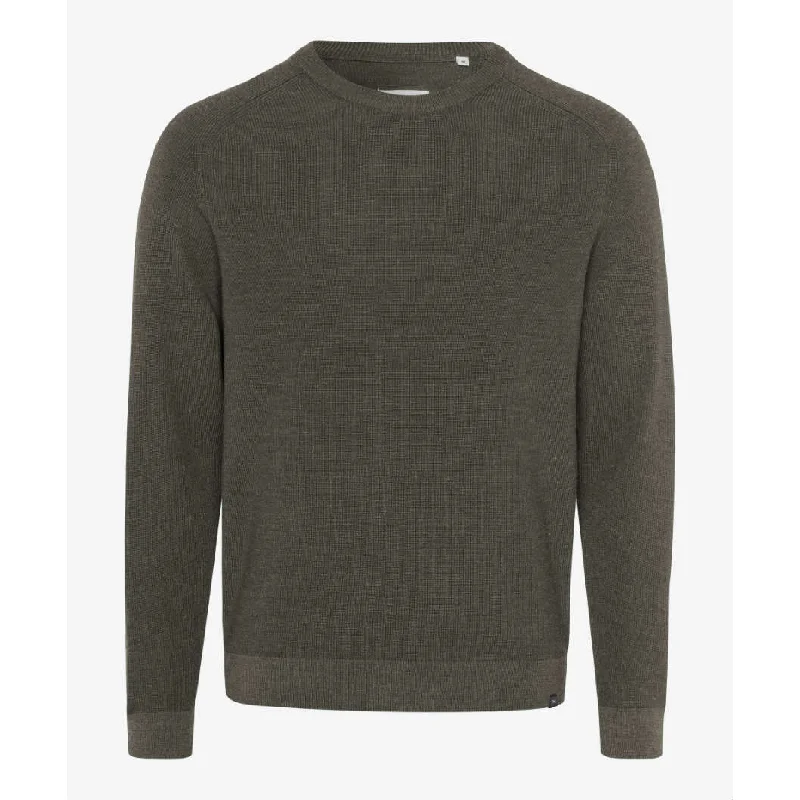 Men's Hoodies with Reinforced CuffsBrax Round-neck Pullover 23-2208 Roy Crew Deep Pine