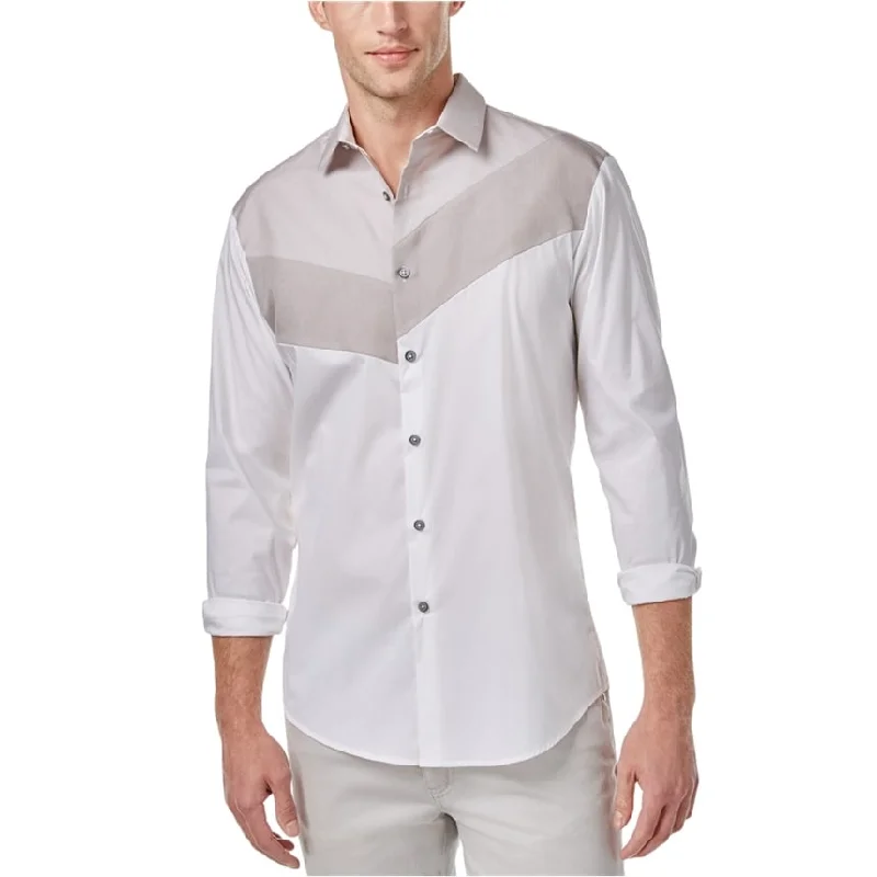 Men's Limited Edition Shirts for ExclusivityI-N-C Mens Asymmetrical Button Up Shirt, Brown, XX-Large
