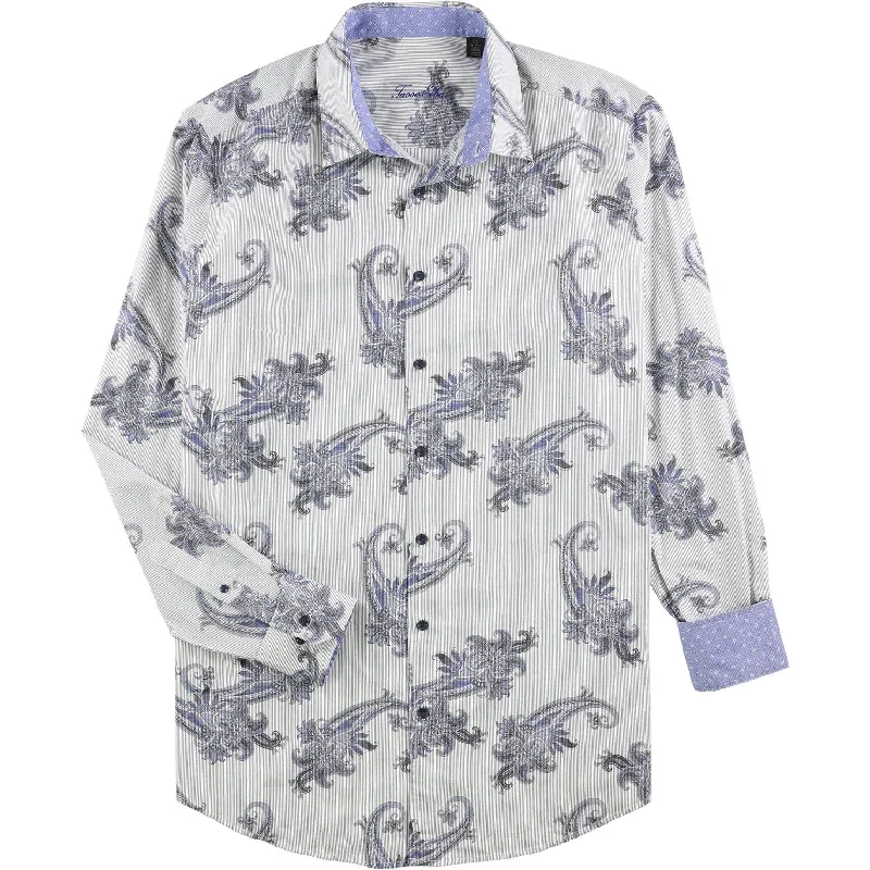 Men's Cufflink-Ready Shirts for Formal EventsTasso Elba Mens Paisley LS Button Up Shirt, White, LT