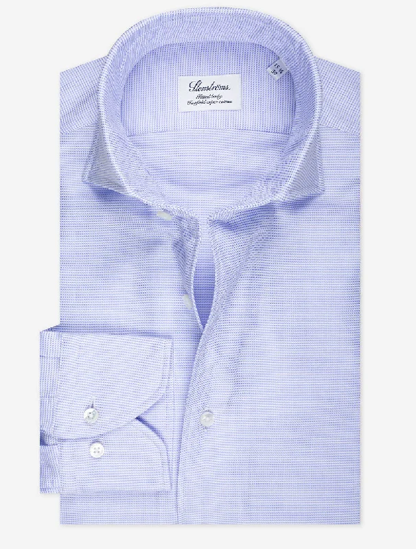 Men's Denim Shirts for a Rugged LookTextured Cotton Fitted Body Shirt Blue