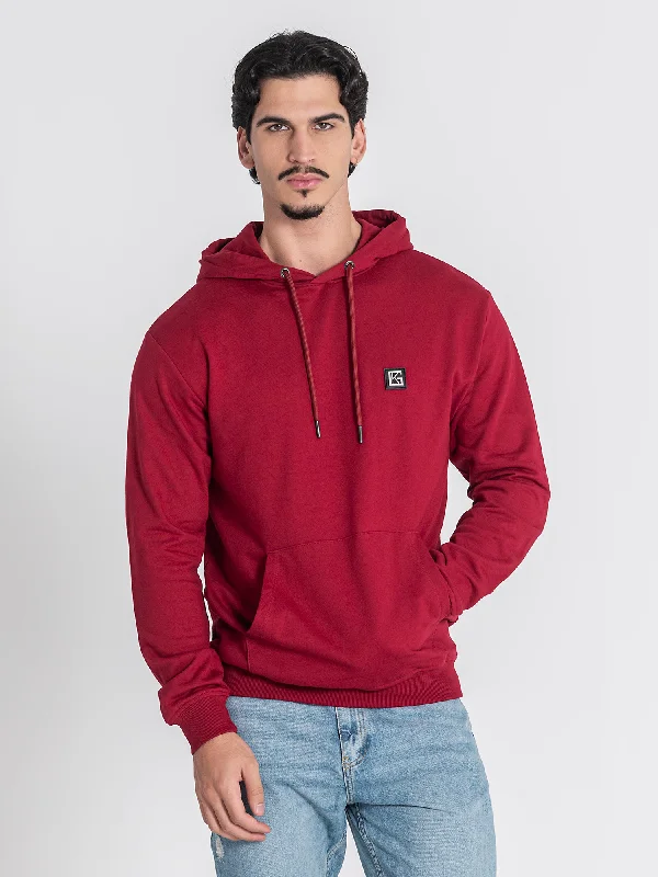 Men's Hoodies with Hidden PocketsBurgundy GK Plaque Hoodie