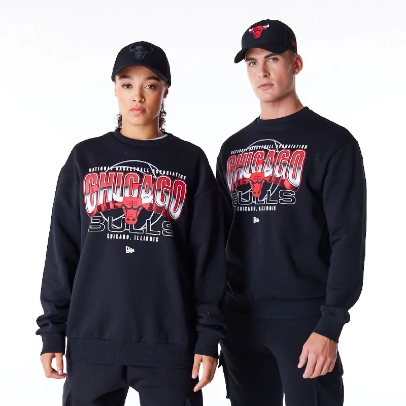 Men's Hoodies with EmbroideryChicago Bulls NBA Tech Black Crew Neck Sweatshirt