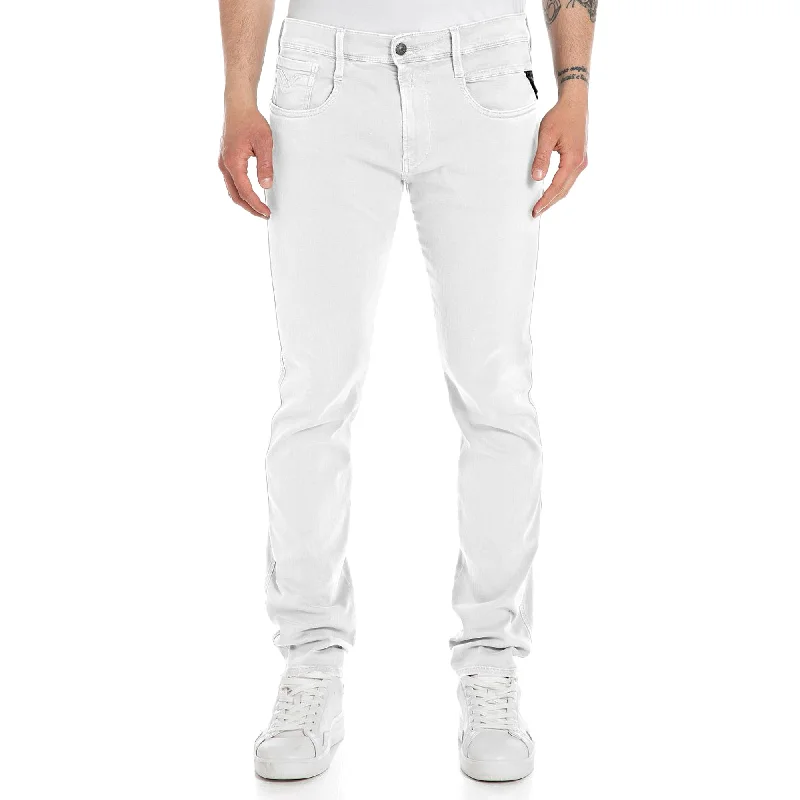 Oversized Relaxed-Fit Men's JeansReplay Hyperflex X-Lite Anbass Colour Edition Slim Tapered Jeans - Off White