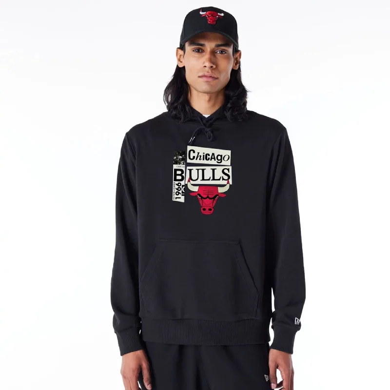 Affordable Men's HoodiesChicago Bulls Newspaper Graphic Black Pullover Hoodie