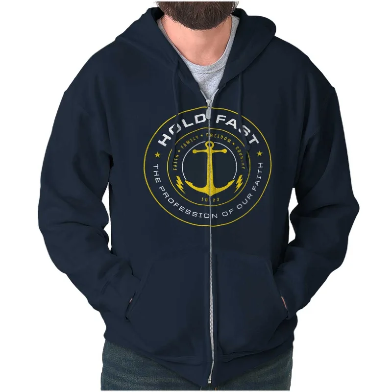 Men's Hoodies with Military InfluenceHold Fast to Faith Zip Hoodie