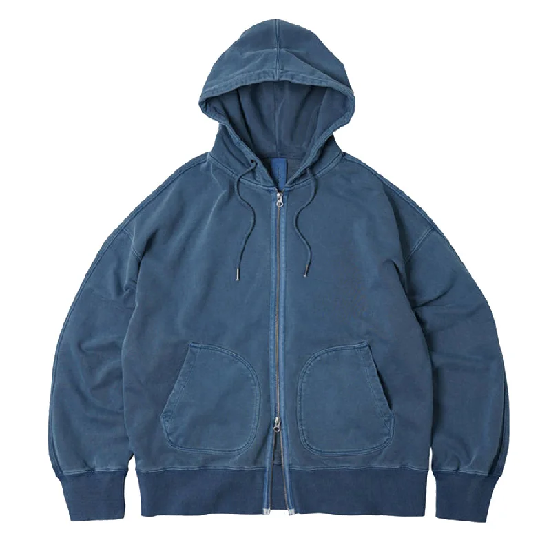Men's Hoodies with Reflective StripesFrizmworks OG Pigment Dyeing Hood Zipup Parka Blue Men's Hoodies with Reflective StripesFrizmworks OG Pigment Dyeing Hood Zipup Parka Blue