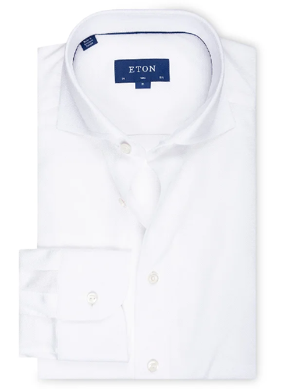 Men's Designer Shirts for a Statement PiecePique Jersey Slim Fit Shirt White