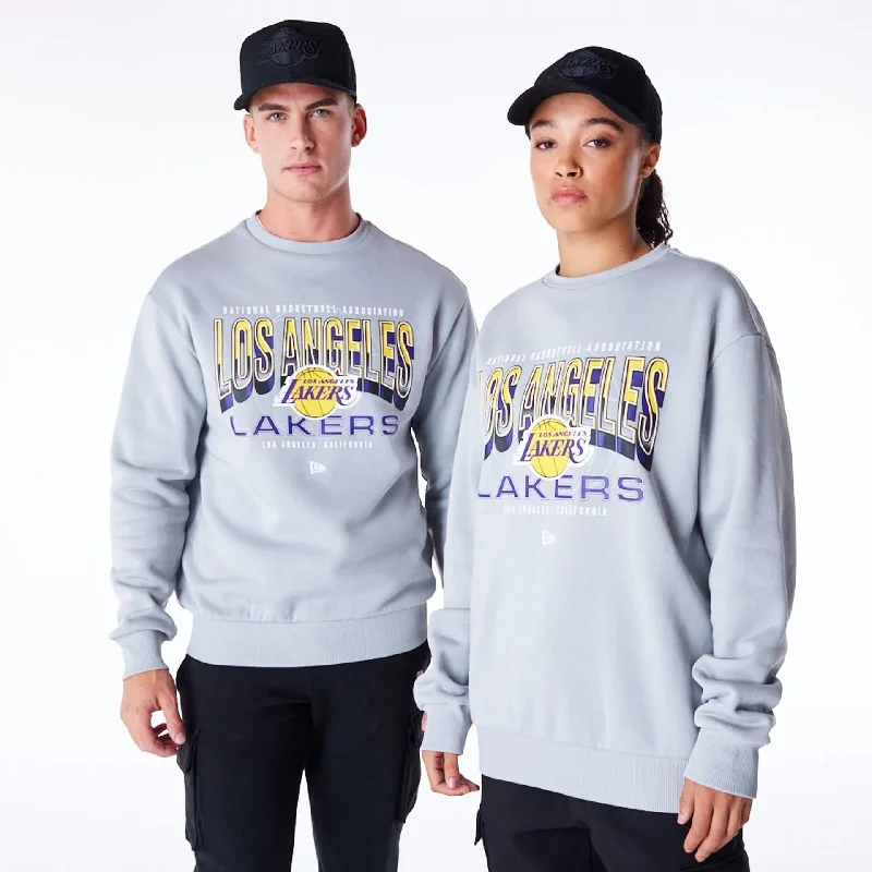 Men's Hoodies with Adjustable SleevesLA Lakers NBA Tech Grey Crew Neck Sweatshirt