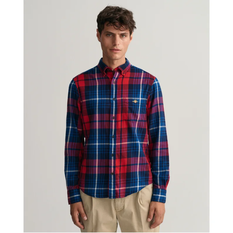 Men's Bold-Color Shirts for a Statement PieceGANT Regular Fit Plaid Flannel Shirt 3230004 - Ruby Red