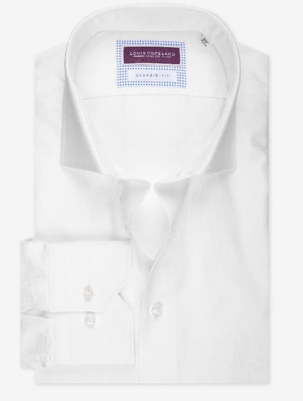 Men's Smart Casual Shirts for Business Casual SettingsPinpoint Classic Fit Single Cuff Shirt White