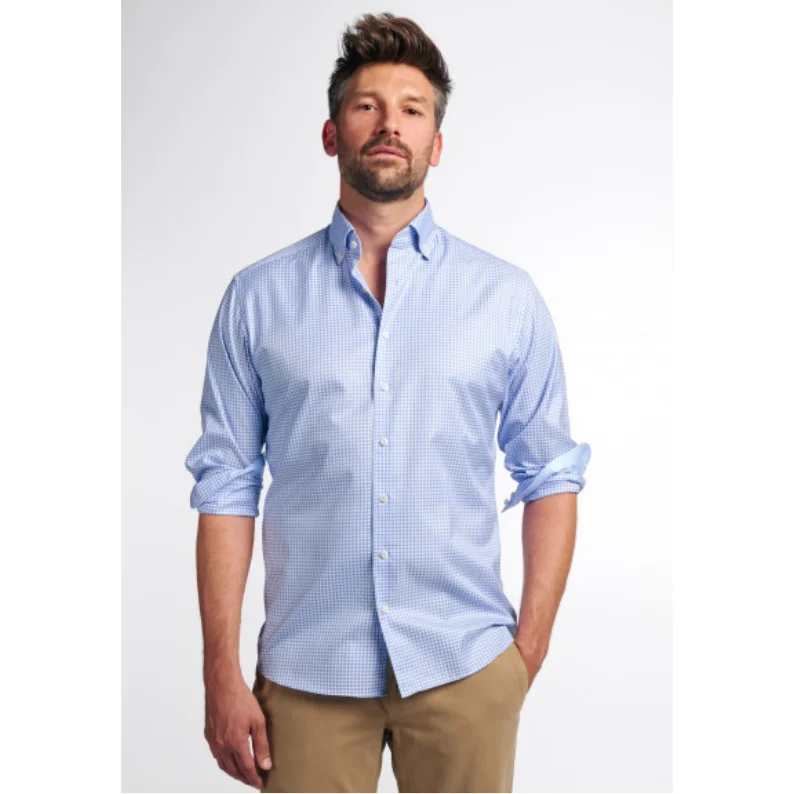 Men's Tennis Shirts for Court ComfortETERNA CHECKED SOFT TAILORING GINGHAM SHIRT MODERN FIT 2416