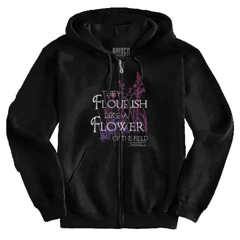 Men's Hoodies with Contrast StitchingThey Flourish Like A Flower Youth Zip Hoodie