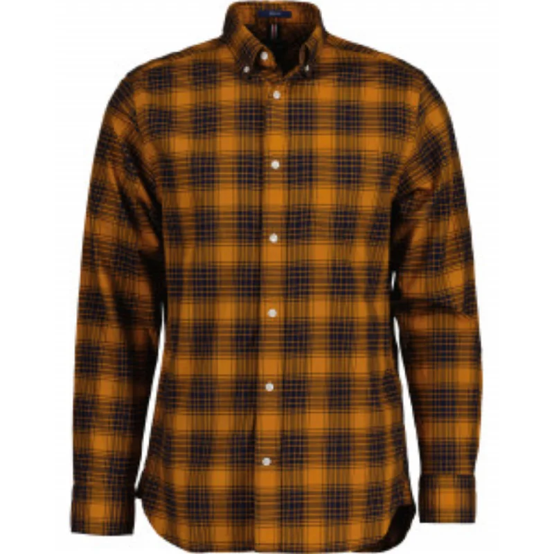 Men's Hawaiian Shirts for a Tropical VibeGANT Twill Check Shirt - Mustard Orange 3220044
