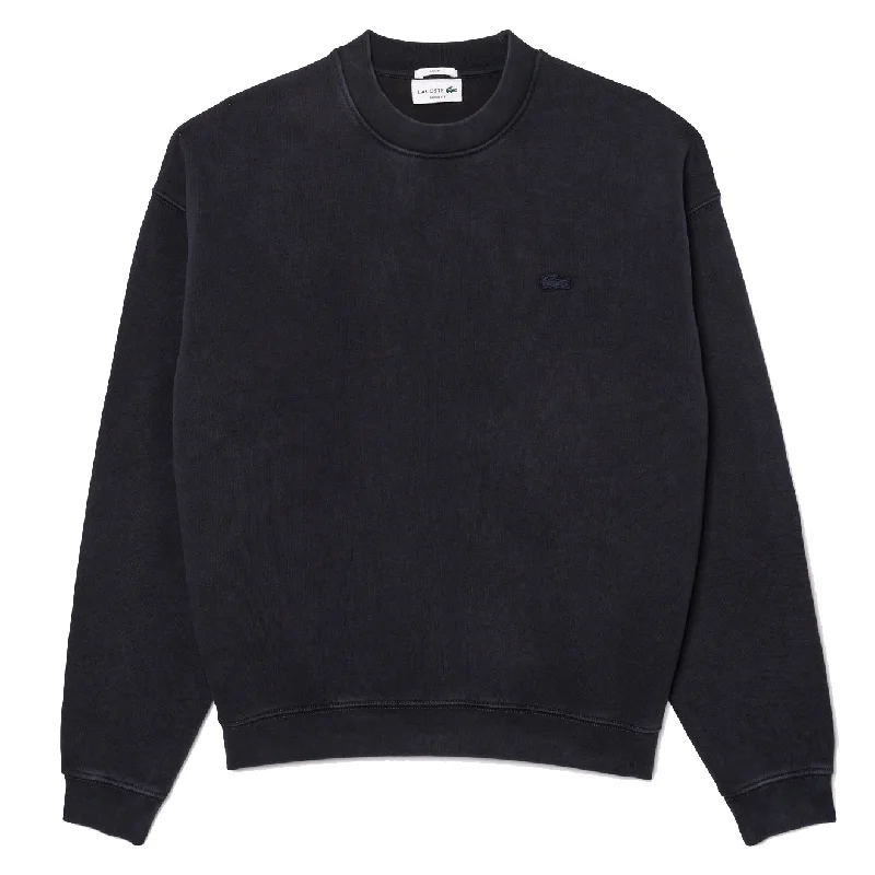 Designer Men's Hoodie JacketsLacoste Loose Fit Washed Effect Fleece Sweatshirt Black Designer Men's Hoodie JacketsLacoste Loose Fit Washed Effect Fleece Sweatshirt Black