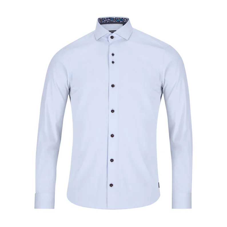 Men's Short-Sleeve Shirts for Warm WeatherRemus Uomo Seville Long Sleeve Cotton Stretch Semi-Formal Shirt 13140 Sky Blue