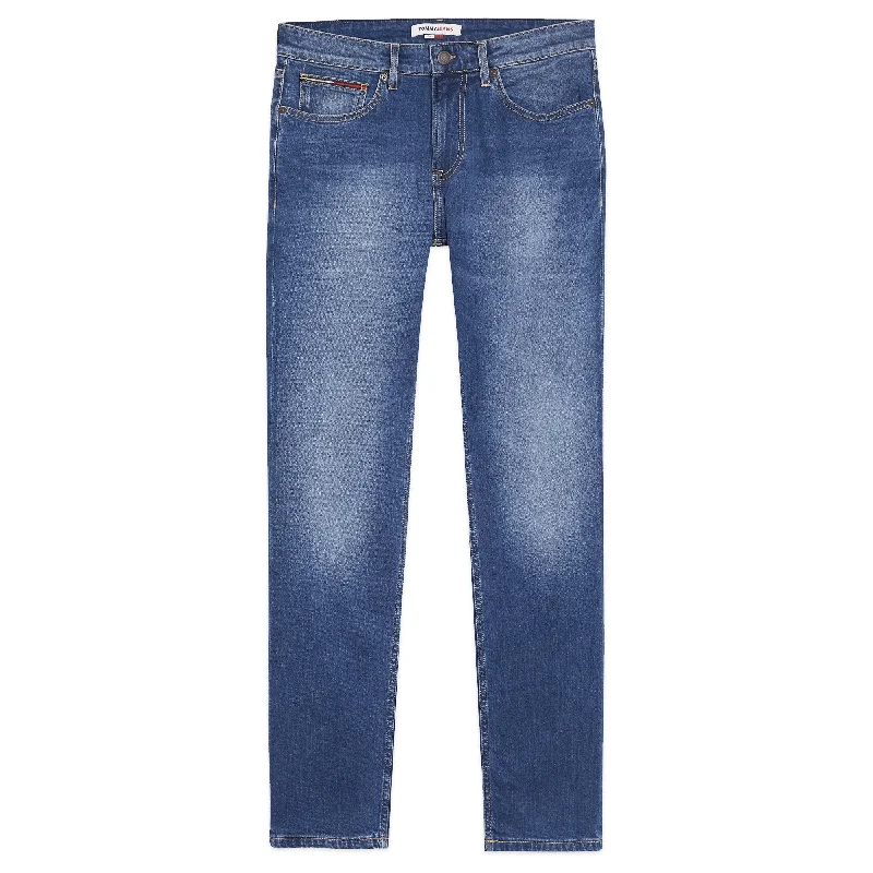 Men's Jeans with Embroidered LogosTommy Jeans Scanton Slim Jeans - Wilson Mid Blue Stretch Men's Jeans with Embroidered LogosTommy Jeans Scanton Slim Jeans - Wilson Mid Blue Stretch