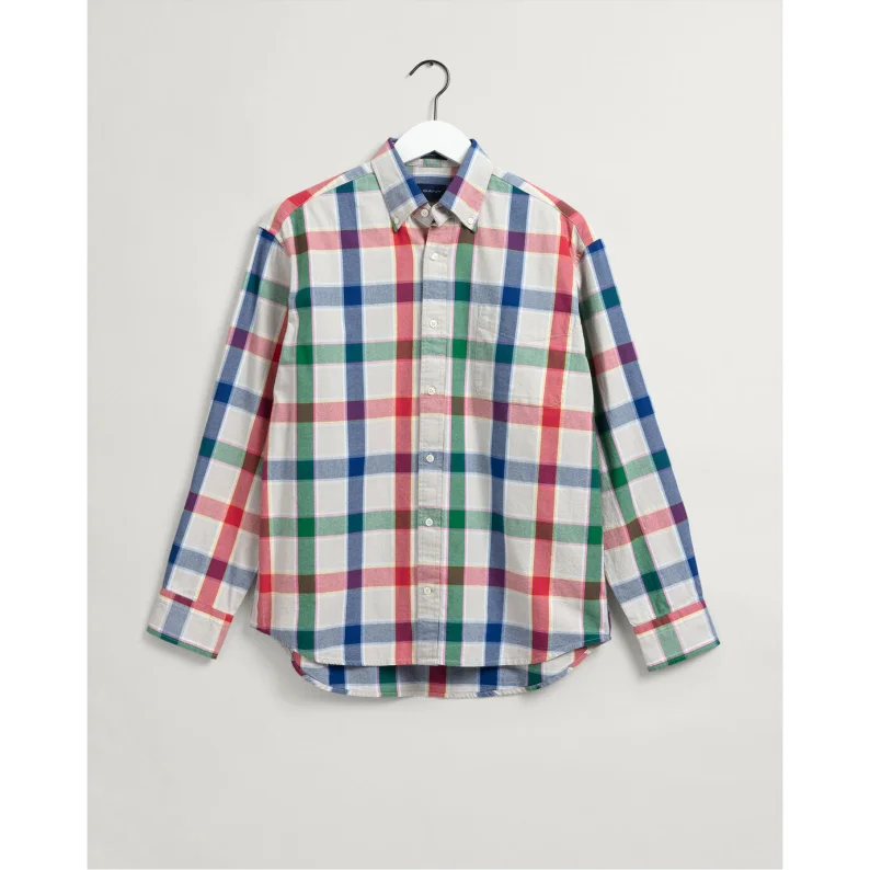Men's Travel Shirts for Easy PackingGANT Relaxed Fit Check Oxford Shirt - Putty