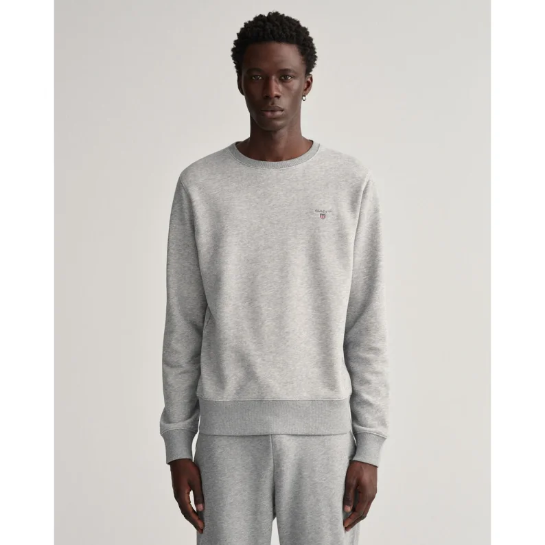 Men's Hoodies with Pass-Through PocketsGANT Original Crew Neck Sweatshirt 2046072 GREY MELANGE Men's Hoodies with Pass-Through PocketsGANT Original Crew Neck Sweatshirt 2046072 GREY MELANGE