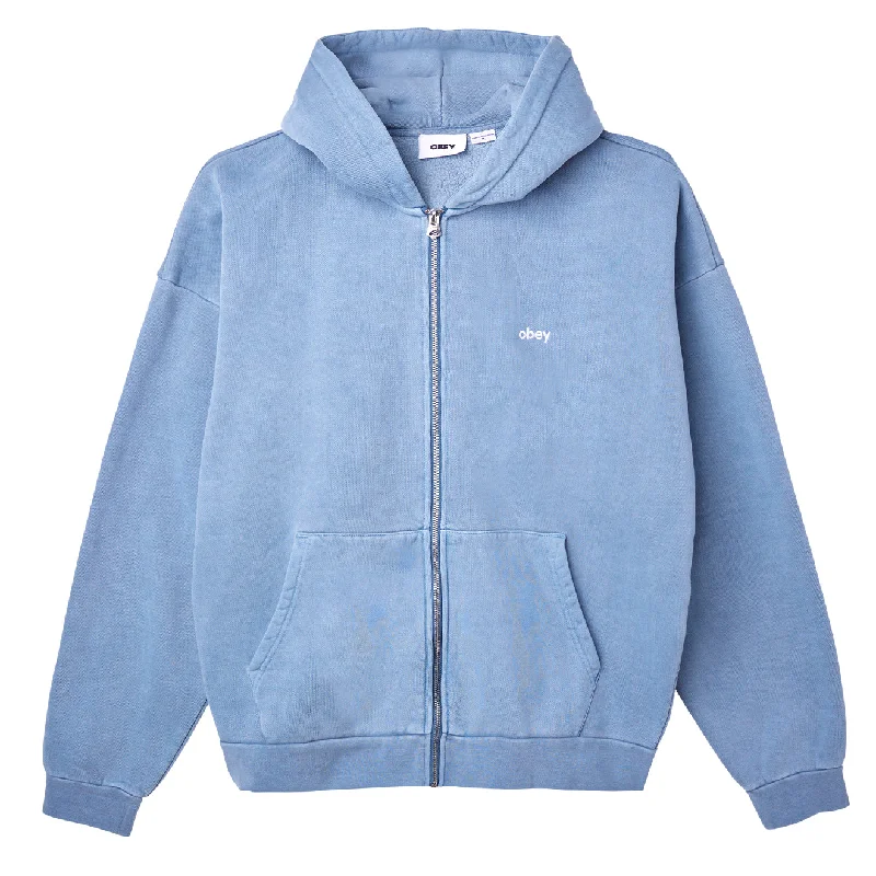 Men's Hoodies with InsulationObey Lowercase Pigment Zip Hood Pigment Coronet Blue