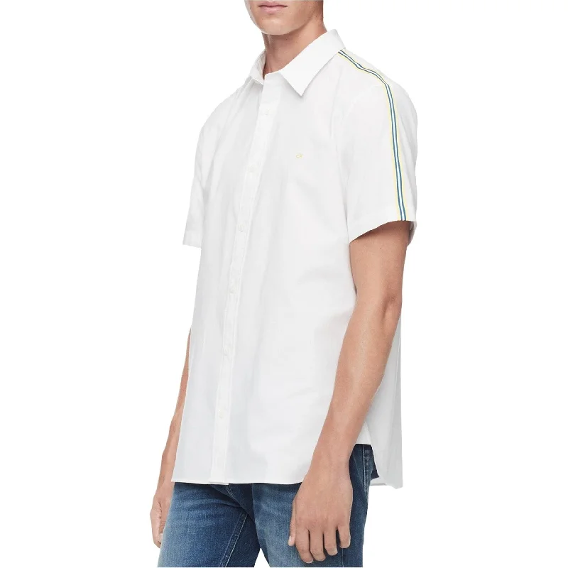 Men's Solid-Colored Shirts for VersatilityCalvin Klein Mens Racing Stripes Button Up Shirt, White, XX-Large Men's Solid-Colored Shirts for VersatilityCalvin Klein Mens Racing Stripes Button Up Shirt, White, XX-Large