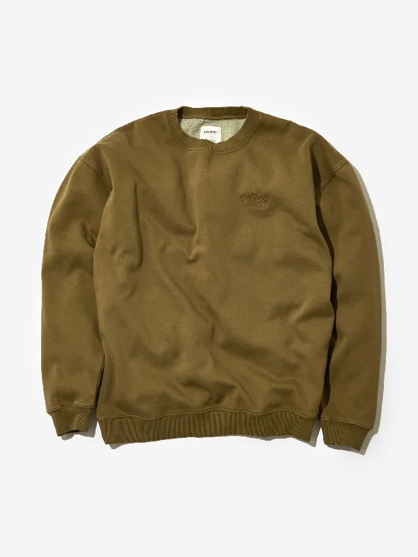 Men's Hoodies with Reinforced HemsGoodhood Worldwide Basic Crew Sweat - Olive