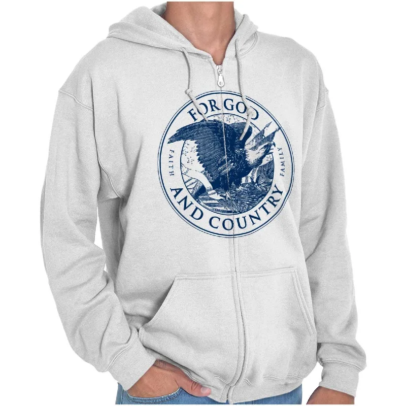 Men's Hoodies for Ice FishingFor God and Country Zip Hoodie