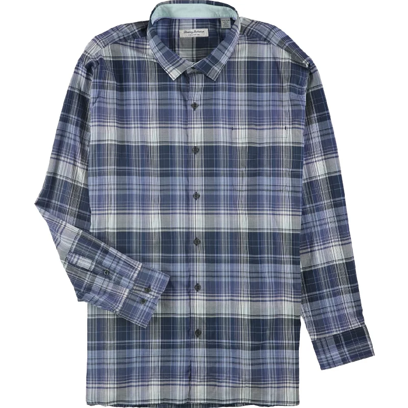 Men's Geometric Print Shirts for a Modern TwistTommy Bahama Mens Zacero Plaid Button Up Shirt, Blue, XX-Large
