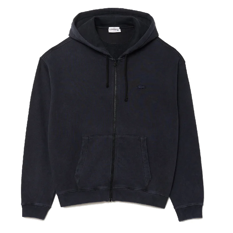 Elevated Men's Lounge HoodiesLacoste Loose Fit Washed Effect Hoodie Black