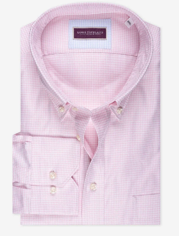 Layered Men's Henley ShirtsHoundstooth Buttondown Collar Shirt Pink