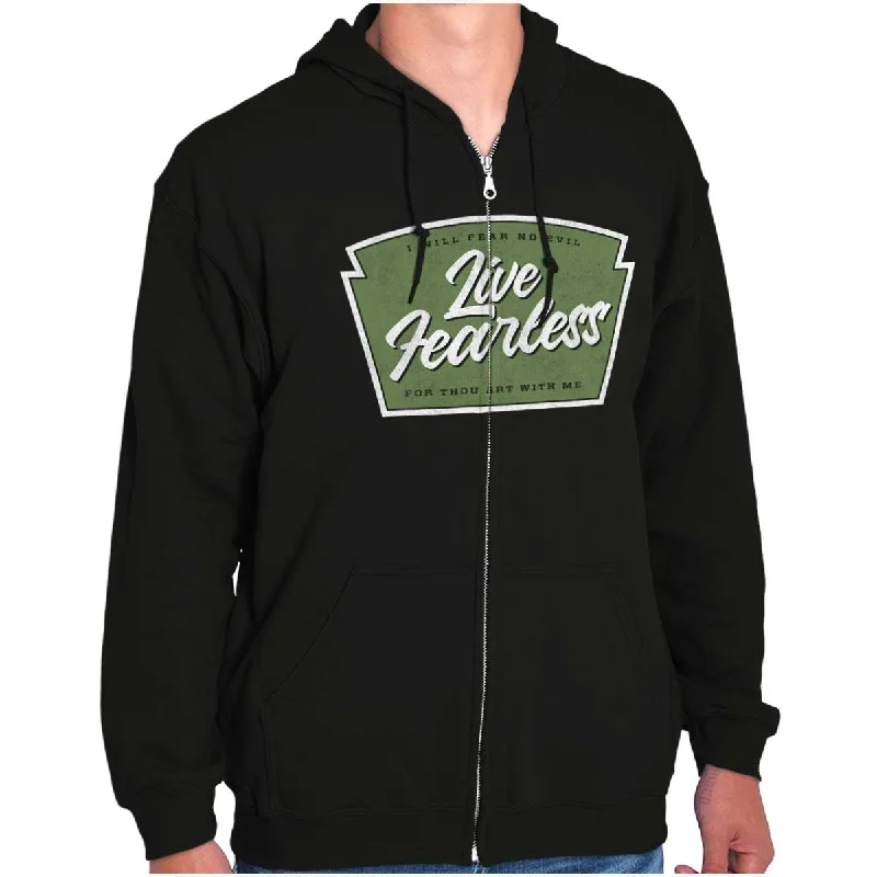 Men's Hoodies with Reinforced CuffsLive Fearless in God Zip Hoodie