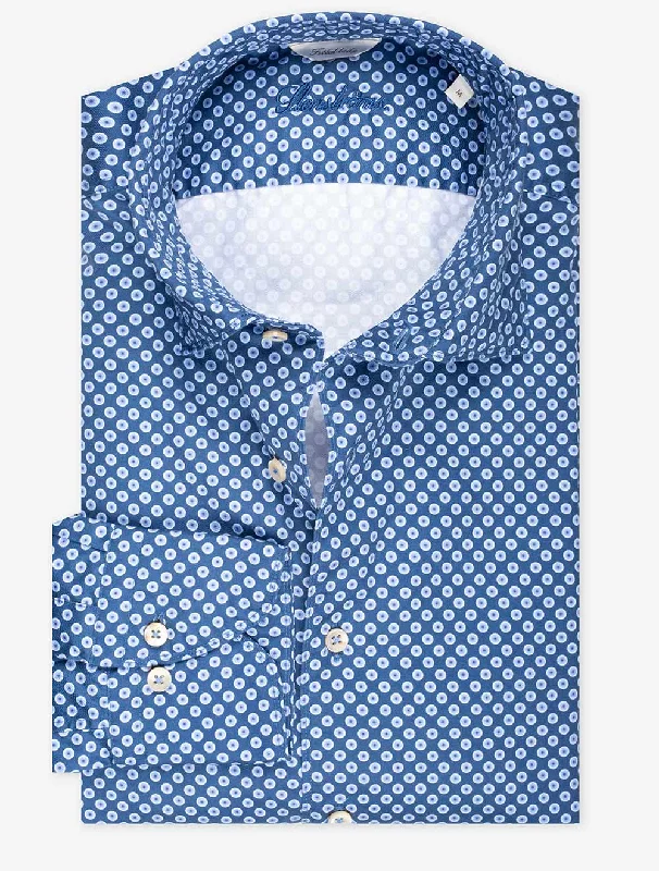 Men's Vintage T-Shirts for a Retro VibeNavy Circle Print Fitted Body Shirt