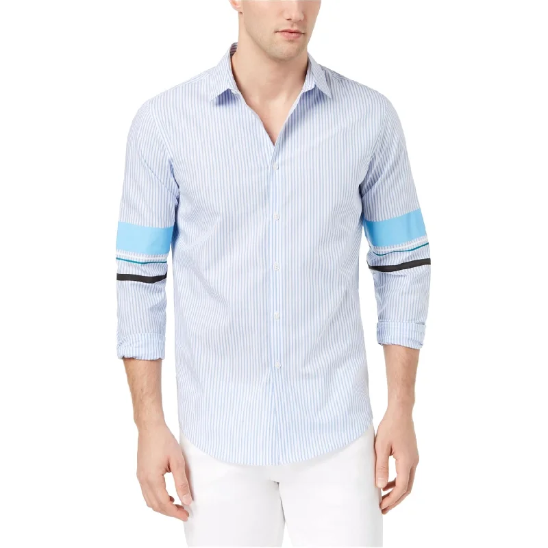 Men's Pattern-Play Shirts for a Fun TwistI-N-C Mens Striped Button Up Shirt, Blue, Medium