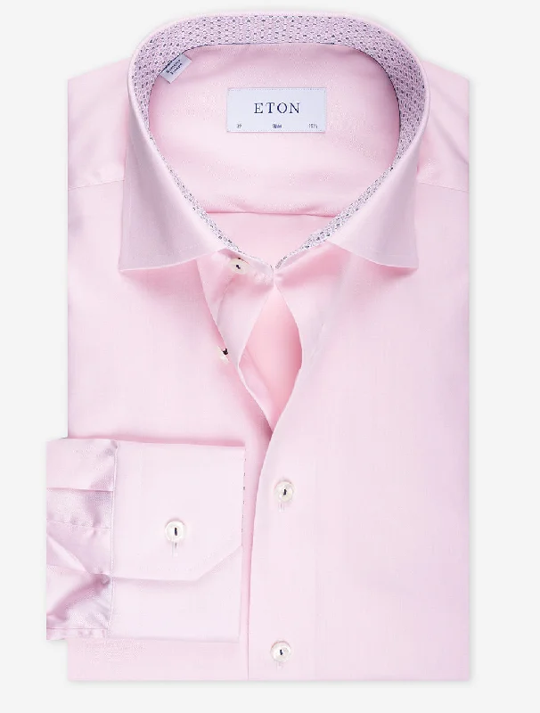 Men's Collared Shirts for Formal OccasionsSlim Plain With Inlay Shirt Red