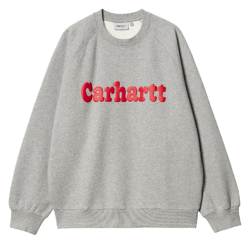 Men's Hoodies with Security PocketsCarhartt WIP Bubbles Sweatshirt Grey Heather / Cherry Men's Hoodies with Security PocketsCarhartt WIP Bubbles Sweatshirt Grey Heather / Cherry
