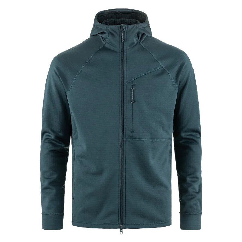 Warm Men's Thermal HoodiesFjallraven Abisko Grid Fleece Hoodie Mountain Blue