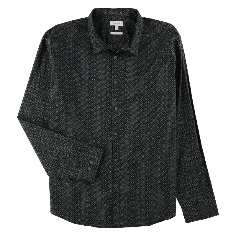 Men's Camping Shirts for Outdoor AdventuresCalvin Klein Mens Slim Fit Button Up Shirt, Black, XX-Large